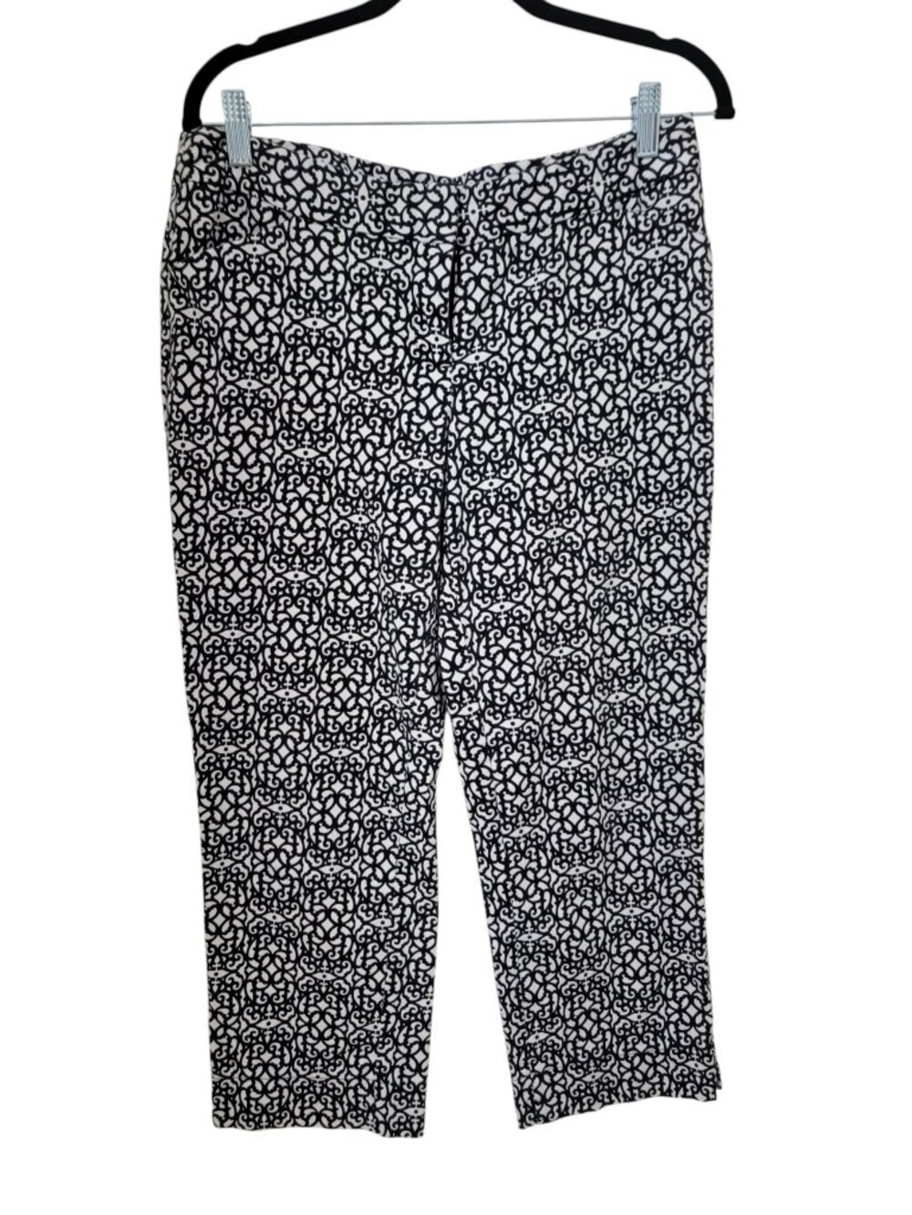 Laundry by Shelli Segal Size 8 Black & White Patterned Crop Pants